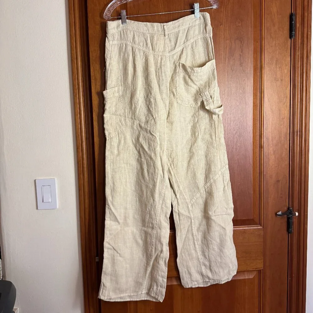 NEW Zara The Alana Linen Pant - Light Asymmetric Waist Cargo Pants (Size S) - Picture 6 of 6
